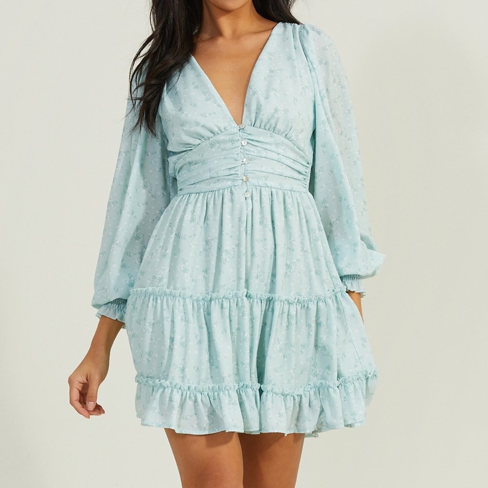 ALTAR’D STATE Lisa Floral Mini Dress - Sage - Size Small